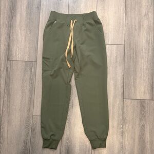 Figs Sage Green Joggers with Tan Drawstring